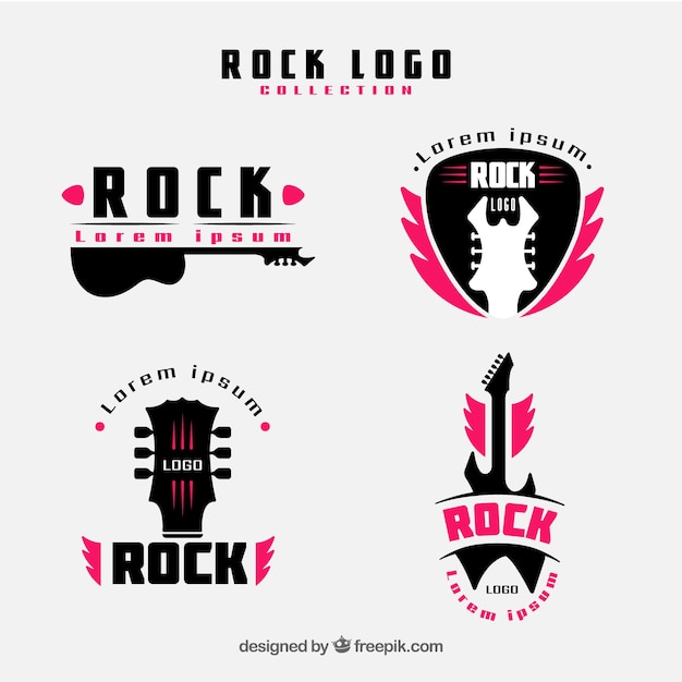 Kolekcja Logo Rock Z Płaskim Wzorem