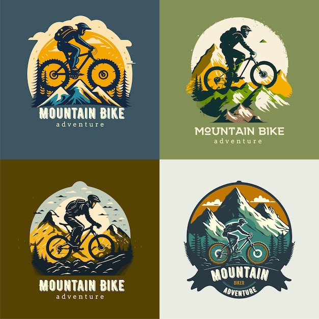 Plik wektorowy kolekcja logo roweru górskiego odznaka etykiety z logo rocznika roweru zjazdowego