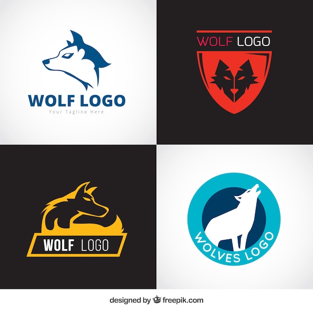 Plik wektorowy kolekcja logo wolf stylu