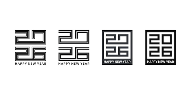Kolekcja logo z kolekcją nowego roku 2026 z złotym kolorem
