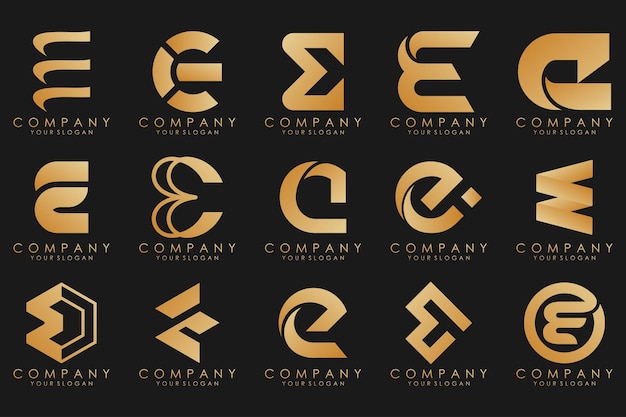 Kolekcja Logo Złoty Luksus Z Literami E Geometryczne Abstrakcyjne Loga
