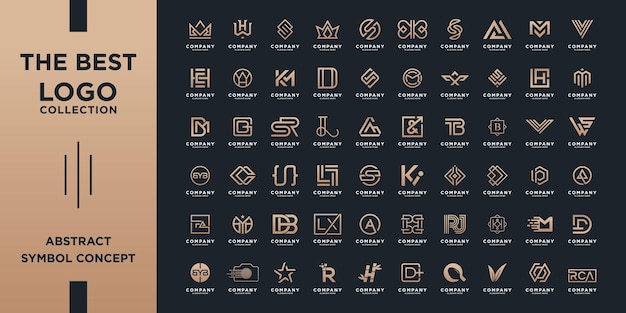 Kolekcja minimalistycznych logo Kształt geometryczny do marek z złotym gradientem logo