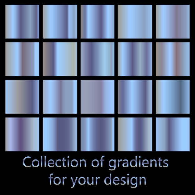 Plik wektorowy kolekcja niebieskie tło gradientowe. zestaw niebieski metalik tekstur.