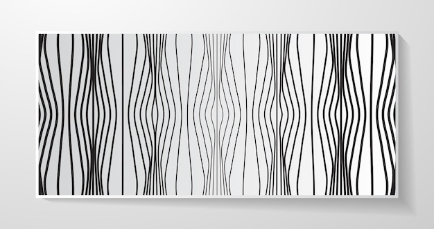 Kolekcja nowoczesnych abstrakcyjnych plakatów z czarno-białymi liniami fal optycznych