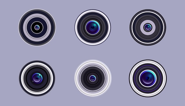 Kolekcja Obiektywów Optycznych Kamery Dslr Design Smartfon Bez Lustra Realistyczny Styl