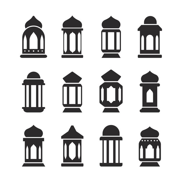 Plik wektorowy kolekcja ozdób arabeskiej latarni wektorowy projekt sylwetki