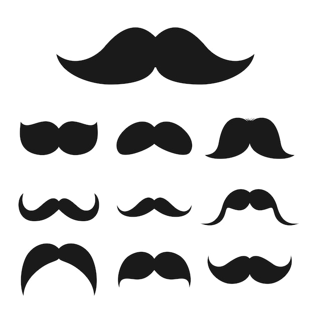 Plik wektorowy kolekcja paczek wąsów movember w płaskiej konstrukcji