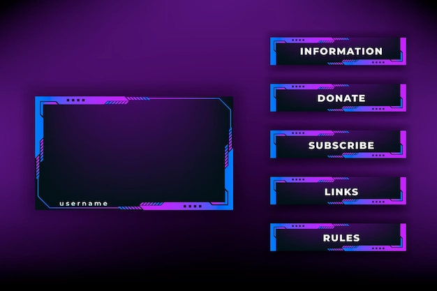 Kolekcja Paneli Strumieniowych Twitch. Szablon Projektu Nakładki Panelu Ekranu Strumieniowego