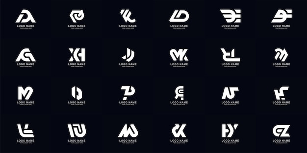 Kolekcja Pełny Zestaw Abstrakcyjnych łączy Litery Az Monogram Logo Design