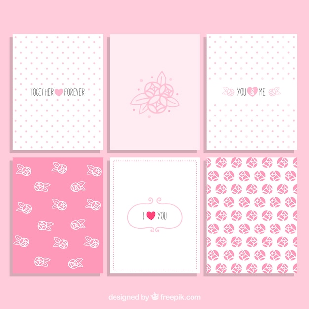 Plik wektorowy kolekcja pink floral valentine day cards