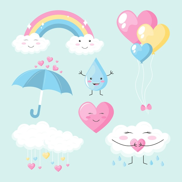 Kolekcja płaskich elementów dekoracyjnych chuva de amor