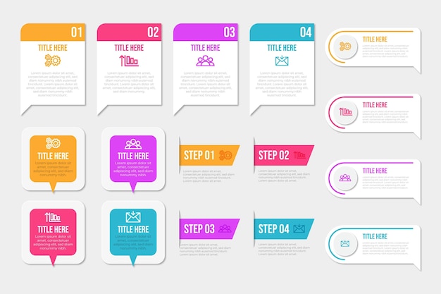 Plik wektorowy kolekcja płaskich elementów infografiki