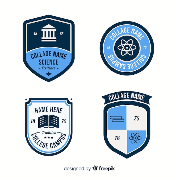 Kolekcja Płaskich Logotypów Szkolnych