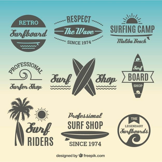Kolekcja Płaskiej Etykiecie Surfowania
