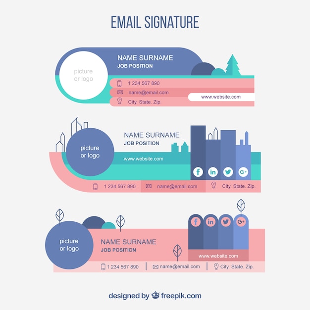 Kolekcja Podpisów E-mail W Stylu Płaskiej