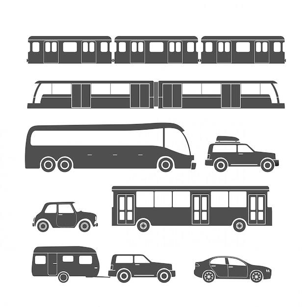 Kolekcja pojazdów miejskich na białym tle