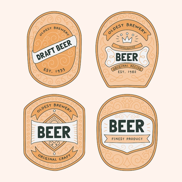 Plik wektorowy kolekcja projektów etykiet piwa