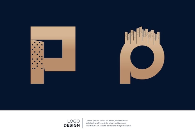 Plik wektorowy kolekcja projektów logo architekta budynku z literą p
