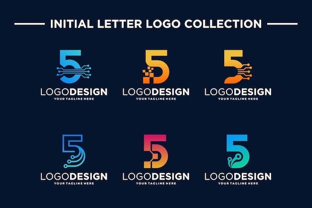 Kolekcja Projektowania Logo Technologii Cyfrowej Numer 5