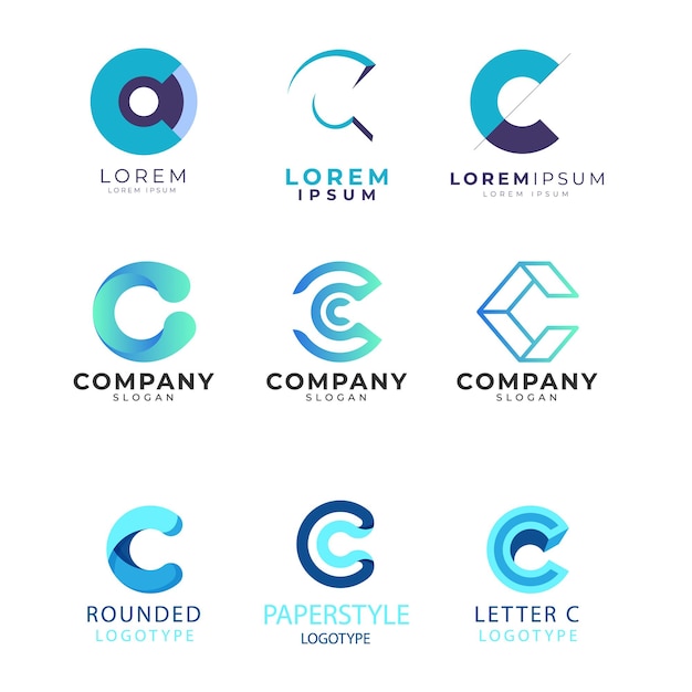 Kolekcja projektu logo z inicjałą litery C z stylem linii graficznym ilustracją wektorową Symbo