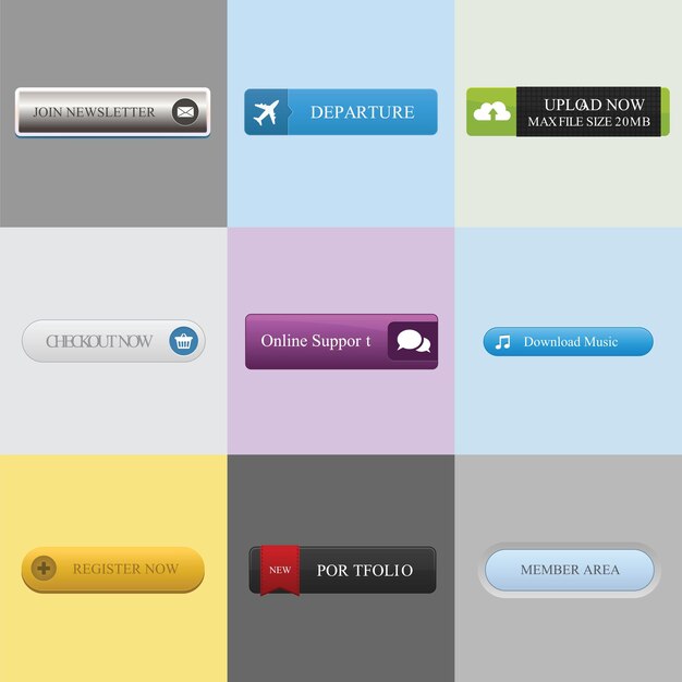 Kolekcja Przycisków Internetowych Z Wieloma Odmianami I Stylem