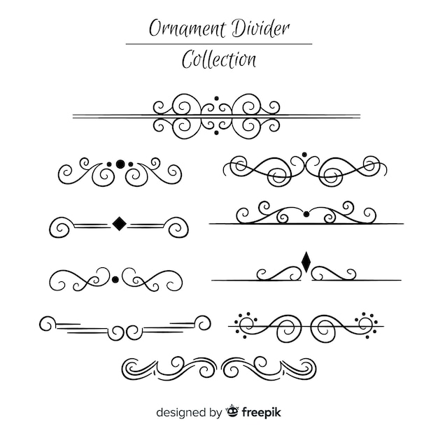 Plik wektorowy kolekcja ręcznie rysowane dzielniki ornament