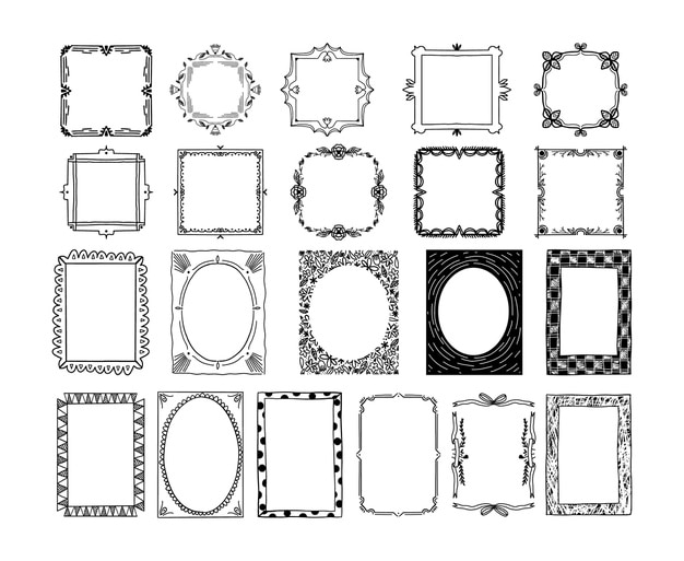 Kolekcja Ręcznie Rysowane Ramki Ozdobne