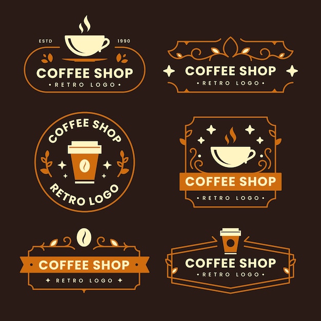 Plik wektorowy kolekcja retro logo kawiarni