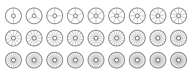 Kolekcja Segmentów Wykresu Pierścieniowego Zestaw Diagramów Kołowych Zestaw Sekcji Konspektu I Plasterków Od 2 Do 28