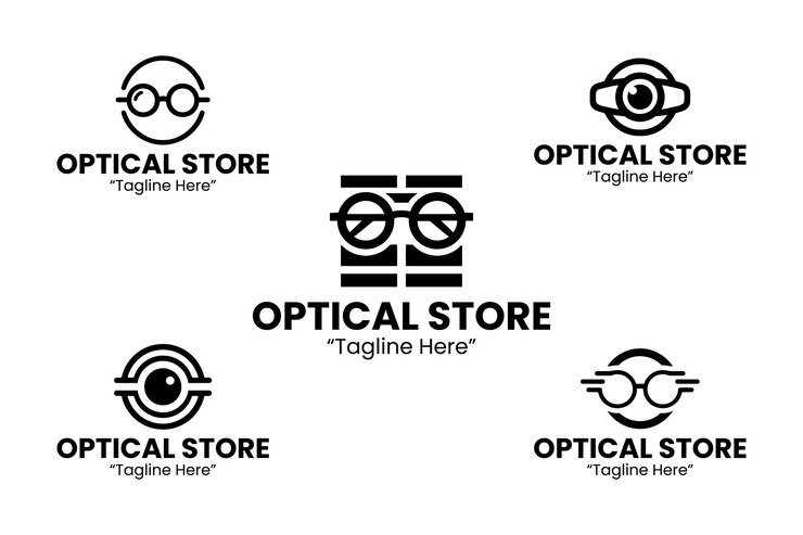 Wektor kolekcja siluetów logo sklepu optycznego
