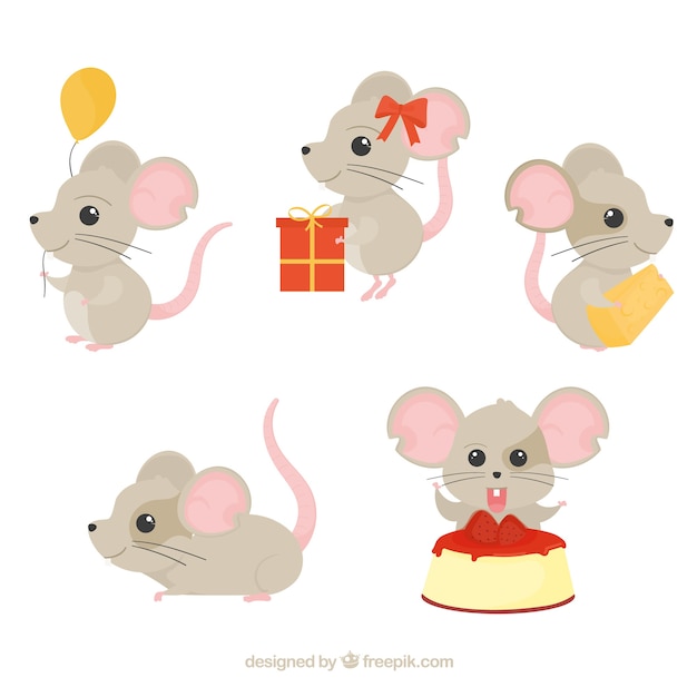 Plik wektorowy kolekcja słodkie myszy wyciągnąć rękę