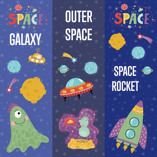 Kolekcja Space Web Cartoon Banery