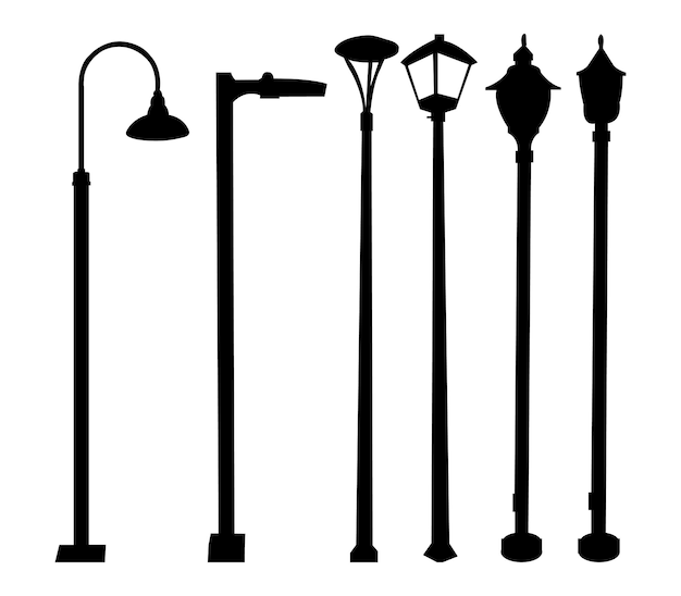 Kolekcja Street Light Silhouette Designs sztuka wektorowa
