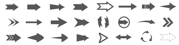 Kolekcja Strzałek Duży Zestaw Ikon Wektorowych Strzałek Na Białym Tle