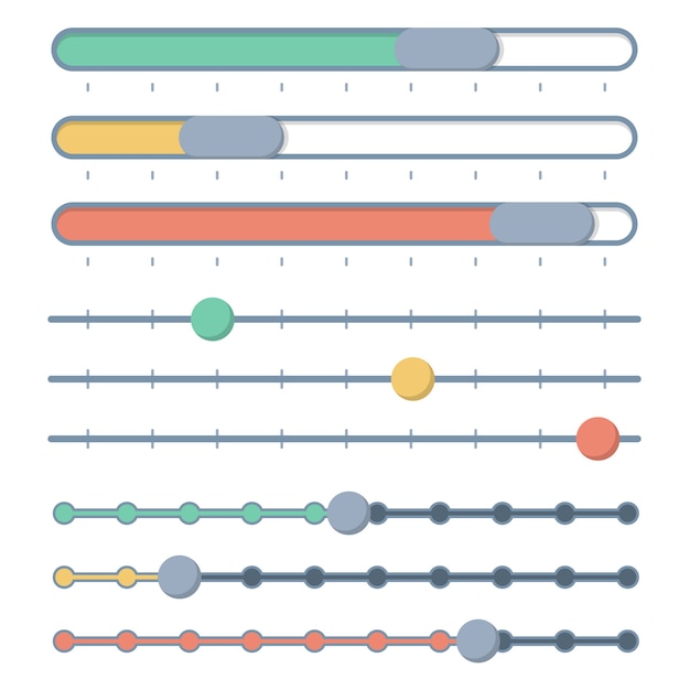 Plik wektorowy kolekcja suwaków o płaskiej konstrukcji