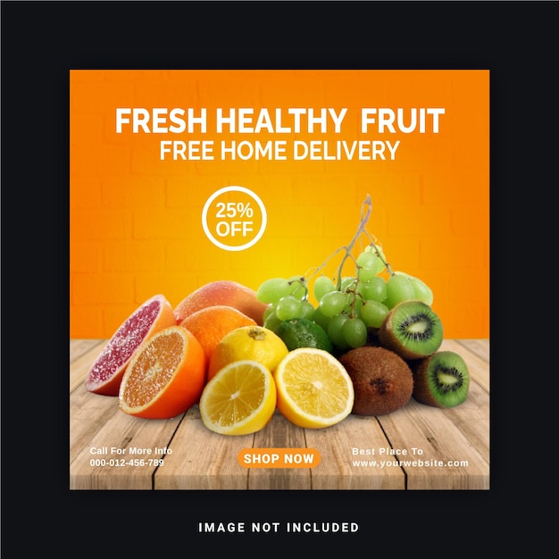 Kolekcja świeżych I Zdrowych Owoców Szablon Banera Na Instagram Post W Mediach Społecznościowych