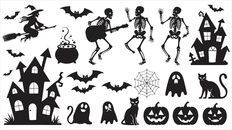 Wektor kolekcja sylwetek halloween