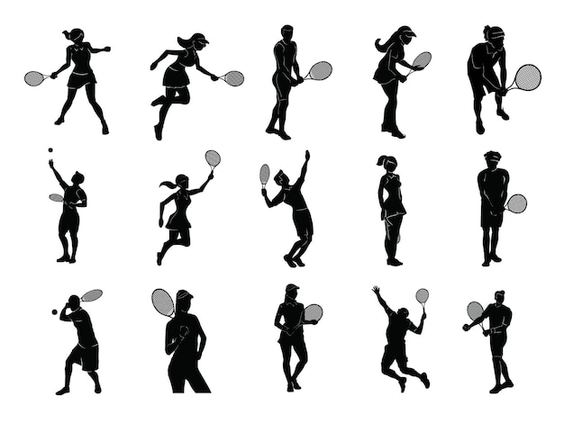 Plik wektorowy kolekcja sylwetka gracza badminton