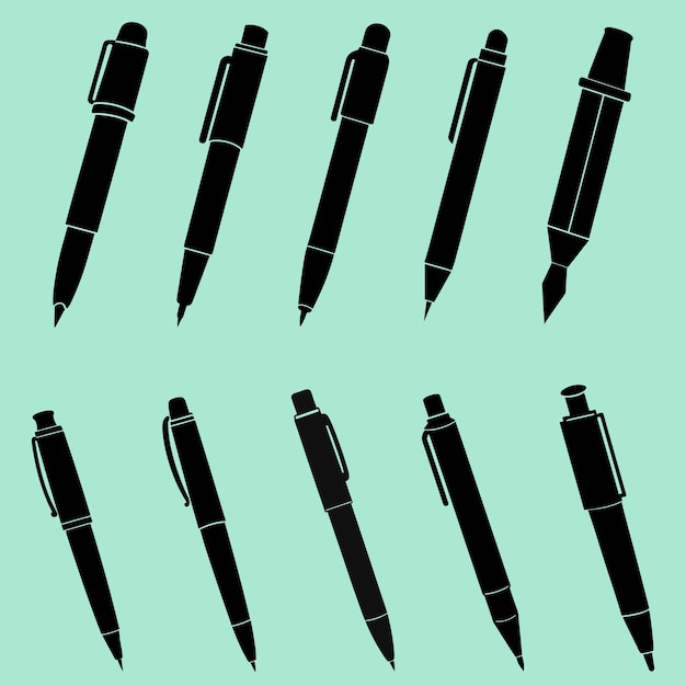 Kolekcja symboli pióra ilustracja wektorowa pióro ołówek marker pędzel
