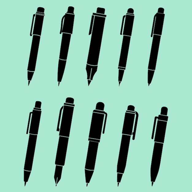 Kolekcja symboli pióra ilustracja wektorowa pióro ołówek marker pędzel