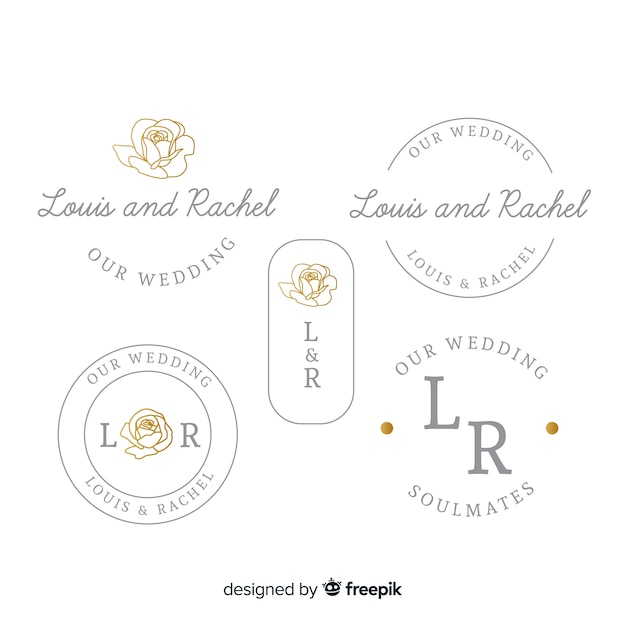 Plik wektorowy kolekcja szablon logo monogram ślubu