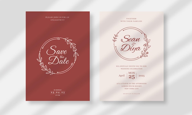 Plik wektorowy kolekcja szablonu karty zaproszenie na ślub