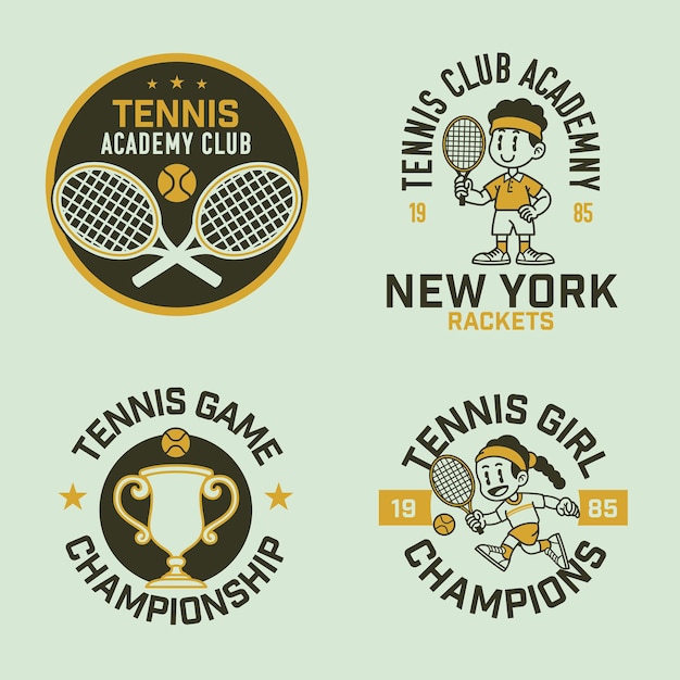 Plik wektorowy kolekcja tenisowego logo bagde w stylu retro vintage