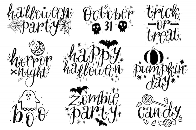 Plik wektorowy kolekcja typograficzne halloween.