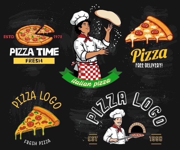 Kolekcja wektorów emblematów pizzy jest potężnym narzędziem marketingowym dla firm fast food Wysokiej jakości grafika wzmacnia markę