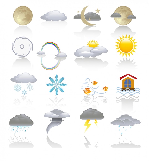 Plik wektorowy kolekcja wektorów ikon pogody