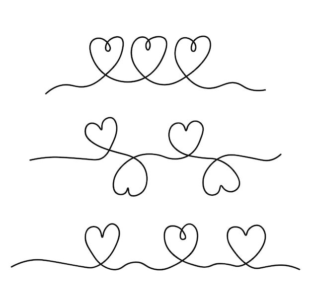 Plik wektorowy kolekcja wektorów serc jednej linii, ilustracja serc miłości, wektor linii, walentynki clipart
