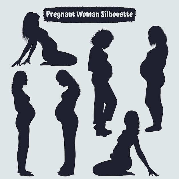 Kolekcja Wektorów Sylwetki Kobiety W Ciąży
