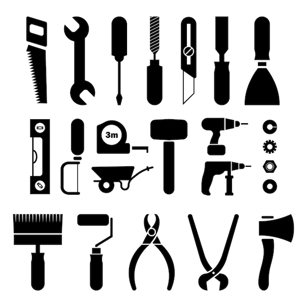 Plik wektorowy kolekcja wektorowa narzędzi pracy zestaw ikon sprzętu i instrumentów