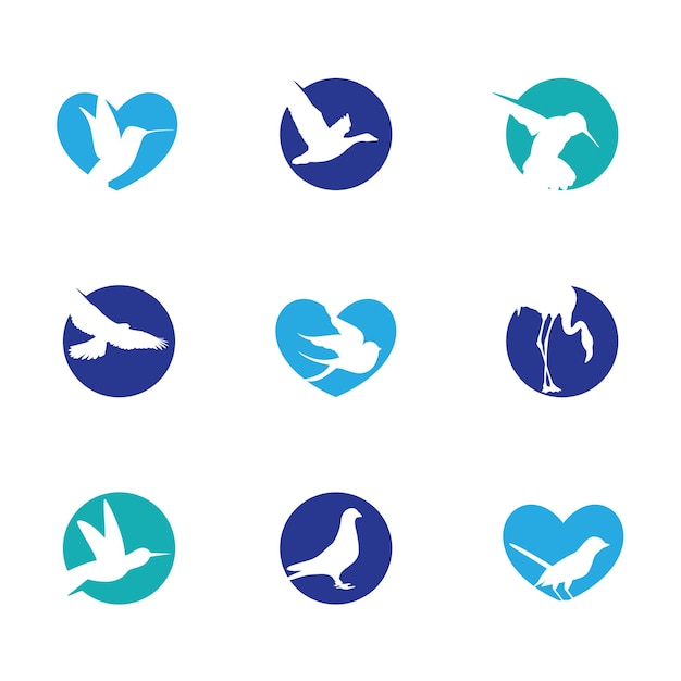 Kolekcja wektorowych projektów logo ptaków
